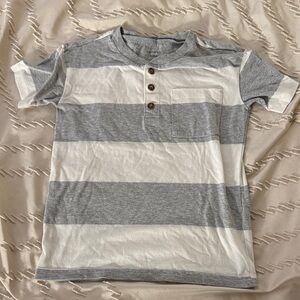 Carter's Gray and White Striped Button Down Shirt